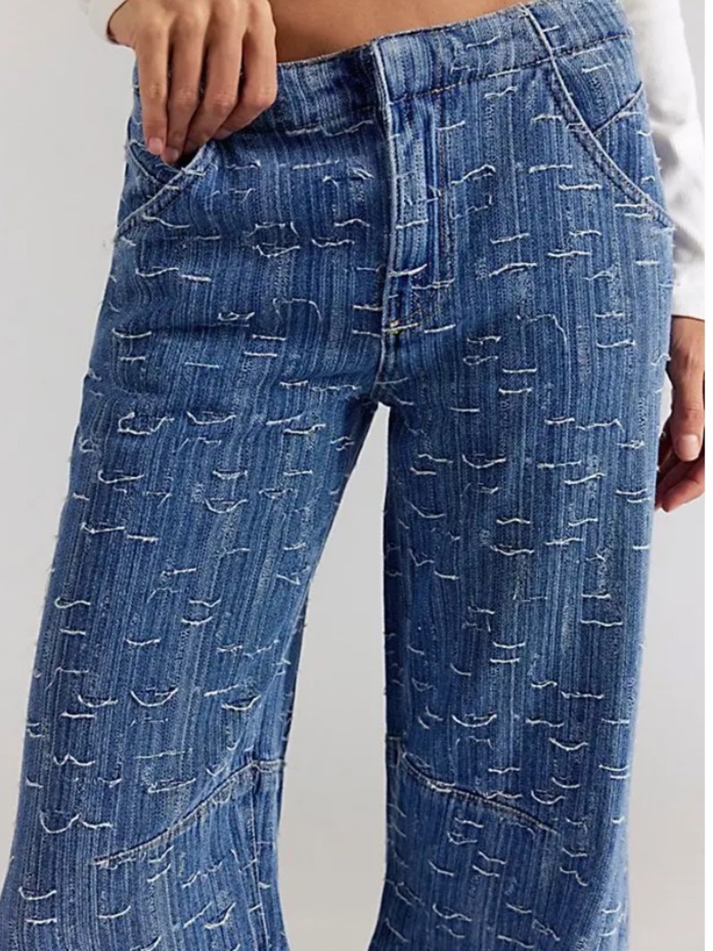 Free People We the Free Front Row Wide Leg Flare Jeans in Making Waves- NWT $168 - Picture 4 of 9
